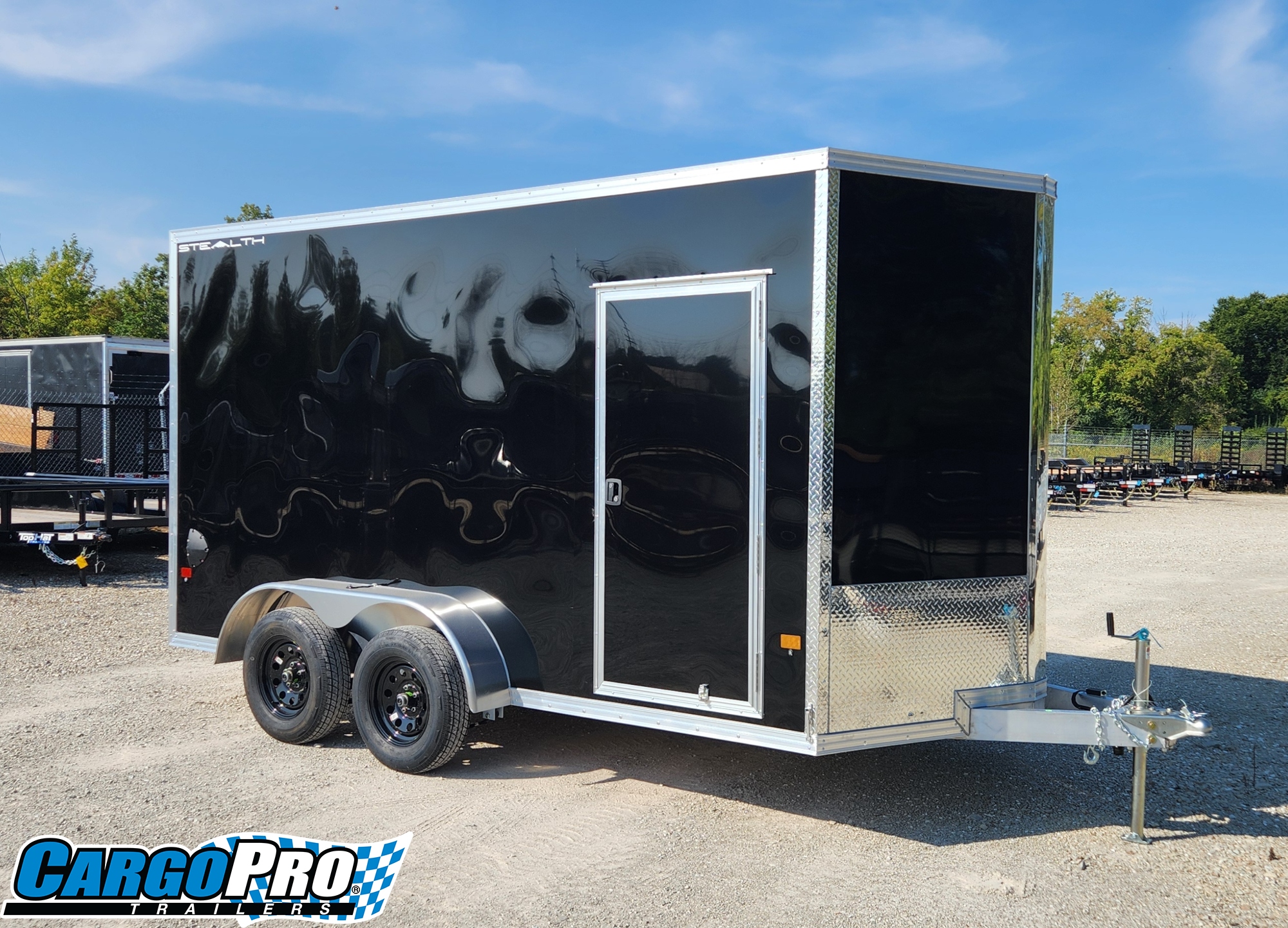 CargoPro Stealth 7x14 All Aluminum Tandem Axle Cargo Trailer with Ramp Door & 9" Extra Height- Black